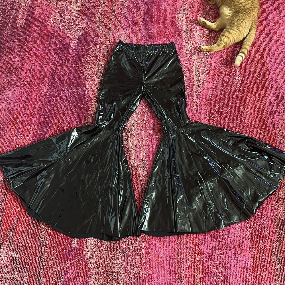 COPY - Vinyl shiny faux leather huge bell bottom flare pants